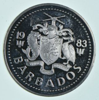 Silver - World Coin - 1983 Barbados 25 Dollars - World Silver Coin 29.  9g 361