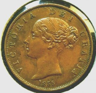 1855 Great Britain Victoria Half Penny,  Vf,  Cv=$50