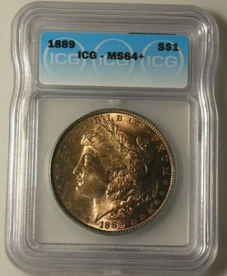 1889 Morgan Silver Dollar Icg Ms64,  Deep Rich Obverse Toning