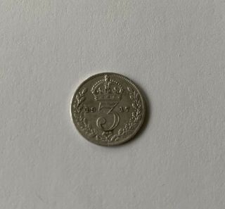 1917 3 Pence Coin Great Britain 92.  5 Silver