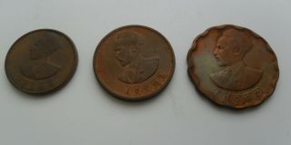Ethiopia 3 Coins.  5 Cents 1936,  10 Cents 1936,  25 Cents 1936