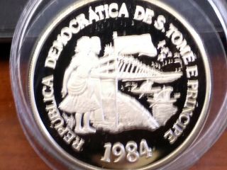 1984 Sao Tome And Principe 20 Dobras Silver Proof Coin