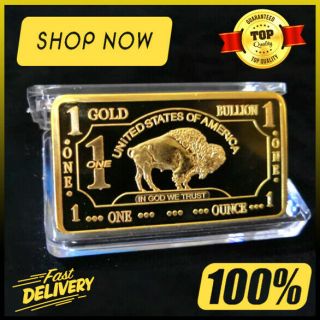 1 Oz 500 Millls.  999 Fine Gold Buffalo Bar Bullion