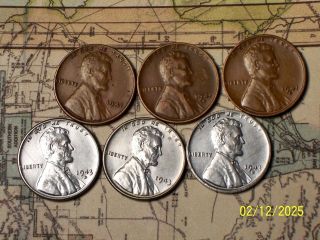 1942/1943 - - P - D,  And S @ " Awesome Quality " 6 Lincoln Pennys