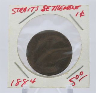 1884 Straits Settlement One Cent Queen Victoria Coin