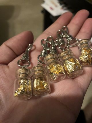 Gold Flakes Vial Keychain