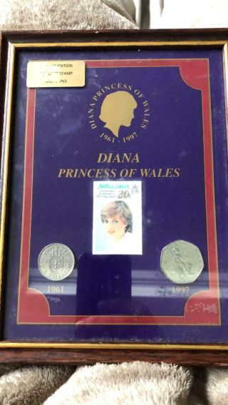 Diana Princess Of Wales Framed Life Tribute Limited Edition Coins & Stamp