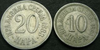 Serbia (kingdom) 10,  20 Para 1883/1884h - 2 Coins - 2464 ¤