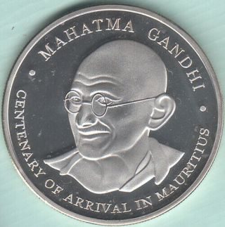 Centenary Of Arrival In Mauritius Coin Mahatma Gandhi 30 Oct.  2001 Unc100 Rupees