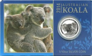 2014 - P Australian Koala 1/10 Oz.  999 Fine Silver Round With