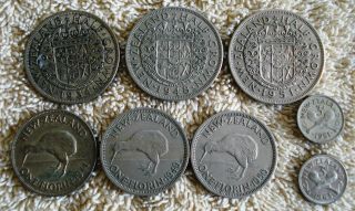 21 Different Zealand Coins 1934 - 1964 Some Silver