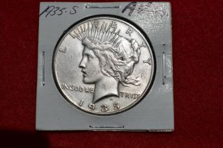 1935 S Silver Peace Dollar $1 Au,  Higher Grade Tough Date