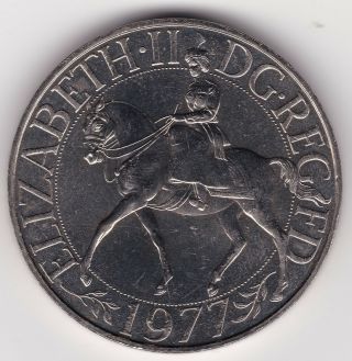 1977 Uk (british) Crown Coin - 25 Pence - Queen Elizabeth Ii On Coronation Horse