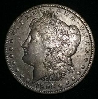 Bright Au/bu 1891 P Morgan Silver Dollar $1