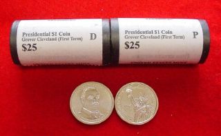 2012 Grover Cleveland 1st Term P & D Presidential 25 Coin Uncirculated Roll
