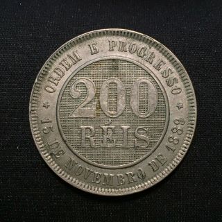 1898 Brazil 200 Reis,  Km 493,  Xf,