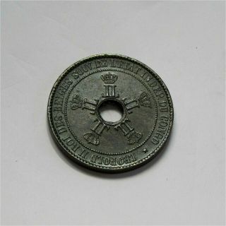 1888 Belgian Congo State Leopold Ii Copper 10 Centimes Coin Au Km 4