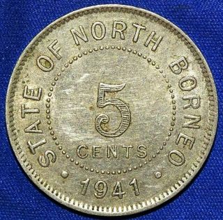 Asia State Of North Borneo 5 Cents Ad 1941 Ex Fine