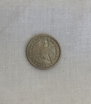 1892 Medio Decimo - Chile - Santiago.  Choice Coin
