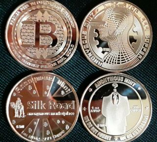 (3) Coins - Bitcoin - Complete Series From Anonymous - 1oz.  999 Fine Copper