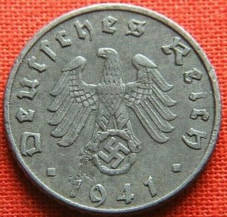 Wwii German 1941 - B 5 Reichspfennig Third Reich Zinc Nazi Germany Coin Wc2224