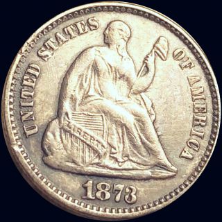 1873 Seated Half Dime About Uncirculated Liberty Silver Philly Collectible Nr