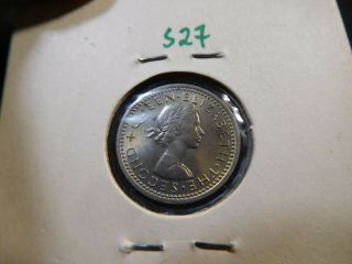 S27 British Africa Rhodesia & Nyasaland 1963 3 Pence Bu