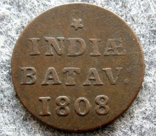 Netherlands East Indies Indonesia Batavia 1808 1 Duit,  Copper