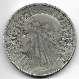Poland 1932 10 Zlotych Silver Coin