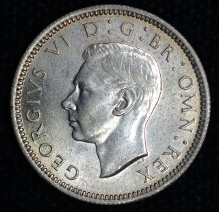 Great Britain 6 Six Pence 1943 Unc Silver Km 852.