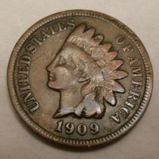 1909 P Indian Head Cent Penny Vg - Very Good