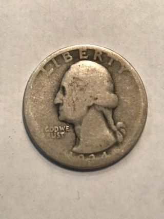 1934 - D Silver Washington Quarter 90 $0.  25