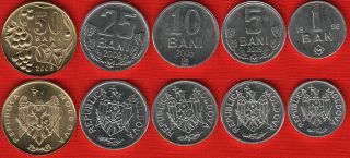 Moldova Set Of 5 Coins: 1 - 50 Bani 2006 - 2012 Unc