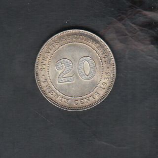 1935 Straits Settlements Silver 20 Cents
