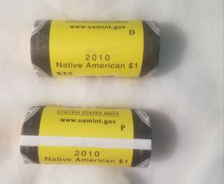 2010 P&d Sacagawea Native American Bu Golden Dollar Us Rolls (50 Coins)