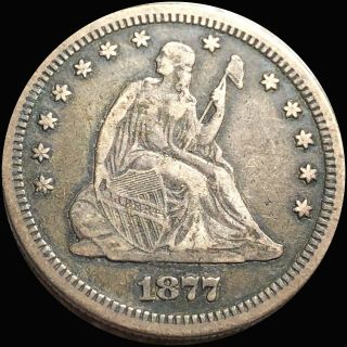 1877 - S Seated Quarter Lightly Circulated Silver Liberty San Fran Coin