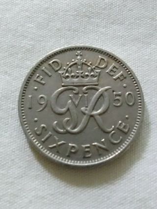 1950 British Six Pence Coin