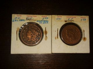 Us Penny Coin 1838 And 1849 United States Money One Cent