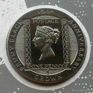 Isle Of Man 1990 One Crown Penny Black Bicentennial Coin