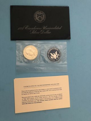 1974 - S U.  S.  Eisenhower 40 Silver Dollar In Blue Envelope Unc