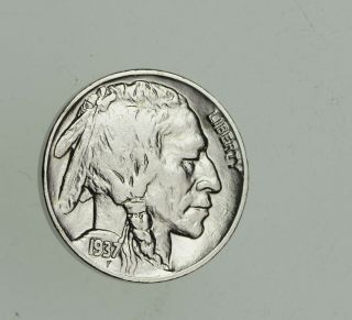 Full Horn - - Tough - 1937 - D Buffalo Nickel - Sharp Coin 353
