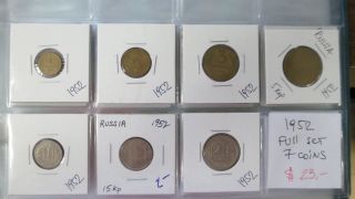 Russia 1952 Complete Year Set Of Old 7 Coins 1,  2,  3,  5,  10,  15,  20 Kopeks.