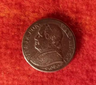 Italy Silver Coin Vatican - " Pope Pius Ix " 1 Lira,  Year 1867