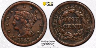 1845 Large Cent N4 Pcgs Env Damage