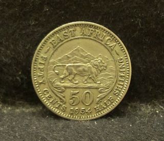 1954 British East Africa (kenya) 50 Cents,  Elizabeth Ii,  Km - 36 (ea2)