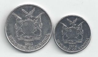 2 Different Coins From Namibia - 5 & 10 Cents (both Dating 2012)