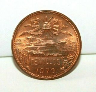 1973 Mexico 20 Twenty Centavos Coin
