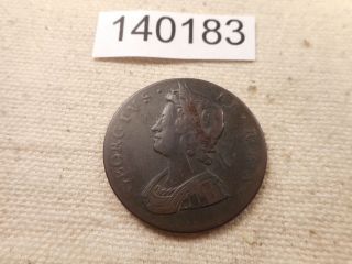1729 Great Britain Half Penny - Collector Grade Album Coin - 140183