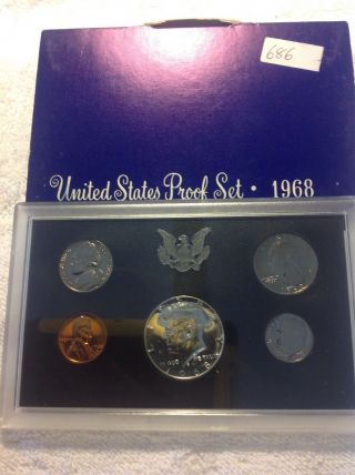 1968 S United States Proof Set Box Us 5 Coins