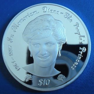 Sierra Leone: 1997 $10,  " Diana " (a), .  925 Silver Proof,  Cap,  Cert - Top Grade